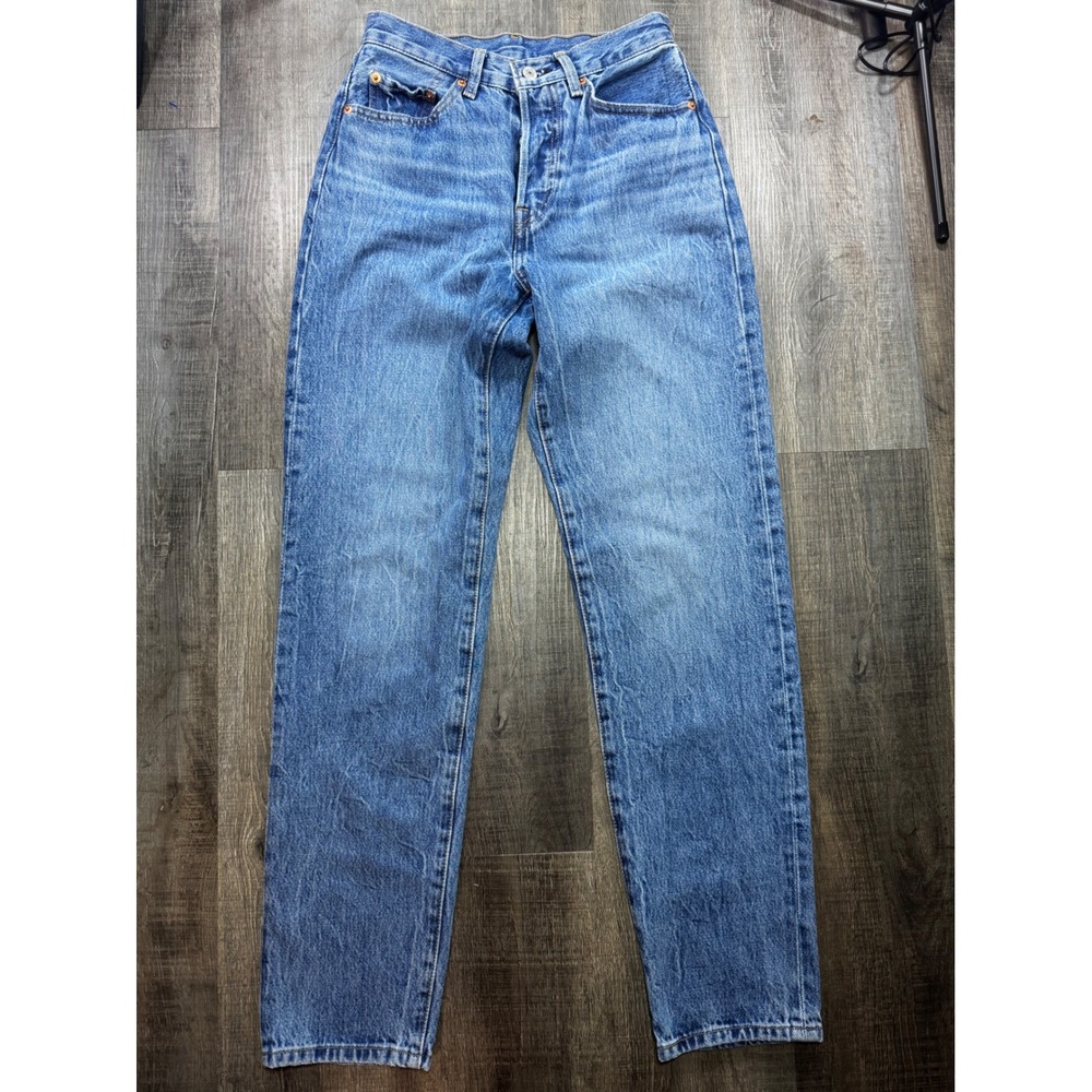 Levis Premium 501 81 High Rise Straight Leg Jeans Blue Denim W24 L31 Button Fly
